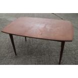 A 1960s EON extending dining table with one leaf, on slender supports, 56" wide x 36" deep x 28"