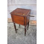 A  mahogany pot cupboard enclosed one door on turned supports and a side chair