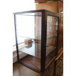 An ebonised framed glazed display cabinet, 20" wide x 20" deep x 30" high