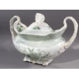 A 19th century Spode green and gilt decorated two-handled tureen and cover