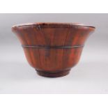 A Chinese coopered softwood bowl and cover, 12" dia