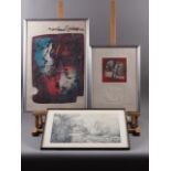 Two French 1960s limited edition prints with blind stamps and a lithograph, in strip frames