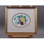 A 19th century watercolour, "Summer Flowers", 8 1/4" x 6 1/4", in oval mount and gilt frame