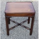 A walnut occasional table, on square taper supports, 21" wide x 17" deep x 21" high, and an