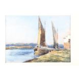 Claude Hulke: watercolours, sailing barge, 11 1/2" x 15 1/2", unframed