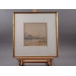 Claude Hulke: watercolours, Indian landscape, 7 3/4" x 7 1/4", in gilt frame