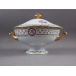 A Limoges Haviland pattern tureen and cover, decorated floral sprays and swag borders, 8 1/2" high