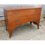 A mahogany chest of two drawers, on splay bracket supports, 41" wide x 21" deep x 33 1/2" high,