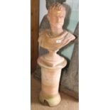 A terracotta portrait bust of the Emperor Septimus Severus, on cylindrical stand, 44" high (chip