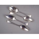 Three Georgian silver Old English pattern tablespoons and a similar tablespoon, 8.4oz troy approx