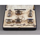 A silver six-piece cruet set, in fitted case, 7.4oz troy approx
