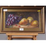 B Dutton: a Victorian watercolour, still life with grapes, berries and pears, 6 1/4" x 13 1/4"