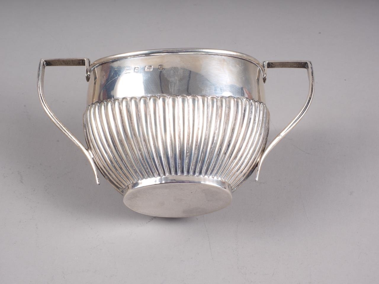 A silver half-fluted two-handled sugar bowl, 6 1/2" wide, 5.6oz troy approx - Image 2 of 2