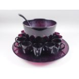 A 1960s amethyst glass punch set with stand