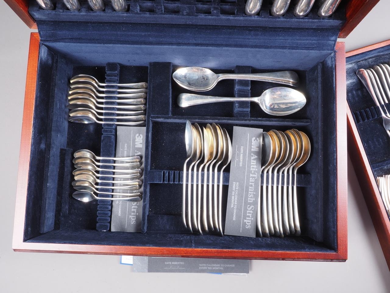 A Carrs "Old English" silver table service for eight with silver handled table and dessert knives ( - Image 5 of 5