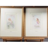 Maude Angell: a set of four watercolours, "Four Seasons", 9" x 5 1/2", in wash line mounts and