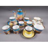 A Noritake part coffee service, a Tuscan china teacup, and a Czechoslovakian coffee cup and saucer
