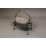 A Victorian plate biscuit barrel/ bun warmer with half fluted body and engraved decoration, 9"h