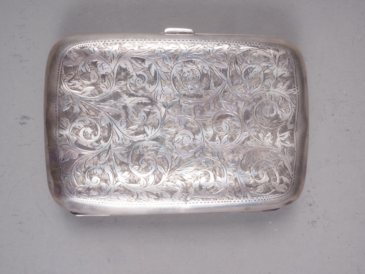 A silver fluted cigar case with engraved scroll decoration, 3.1oz troy approx - Image 2 of 4