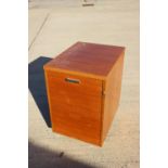 A teak two-drawer filing cabinet, on castored supports, 25 1/2" wide x 19 1/4" deep x 29 1/2" high