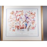 A signed colour print, "100 Years British Olympic Achievement", including Lynn Davies, Mary