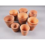 Fifteen Victorian and later terracotta flowerpots, tallest 4" high