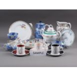 A Wood & Sons blue and white "English Scenery" pattern part coffee set, Susie Cooper cups and