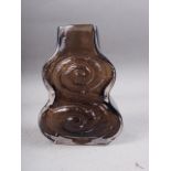 A mid 20th century Whitefriars Geoffrey Baxter Cinnamon Cello glass vase, 6 3/4" high