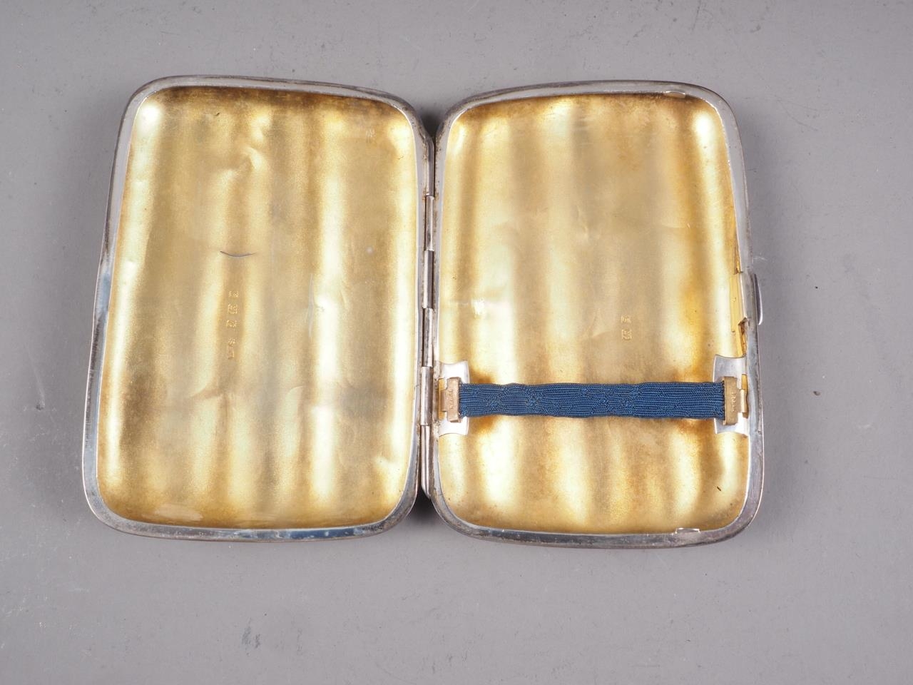 A silver fluted cigar case with engraved scroll decoration, 3.1oz troy approx - Image 3 of 4