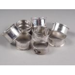 Nine silver napkin rings, various, 5.4oz troy approx