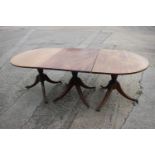 A triple pedestal dining table, 84" long x 39" deep x 28" high