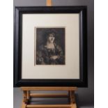 Herbert Dicksee: dry point etching, "A Young Nobleman", in ebonised frame