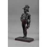A 19th century patinated bronze figure of the Duke of Wellington, on rectangular textured base, 9"