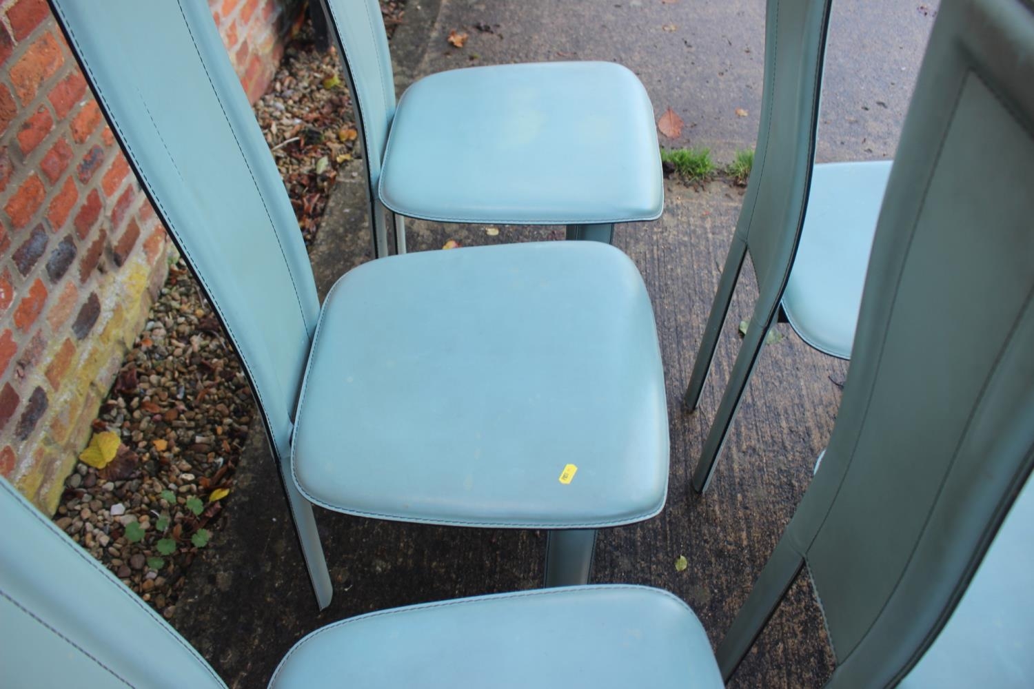 A set of six 1970s "David Lange" design blue leather dining chairs - Bild 3 aus 3