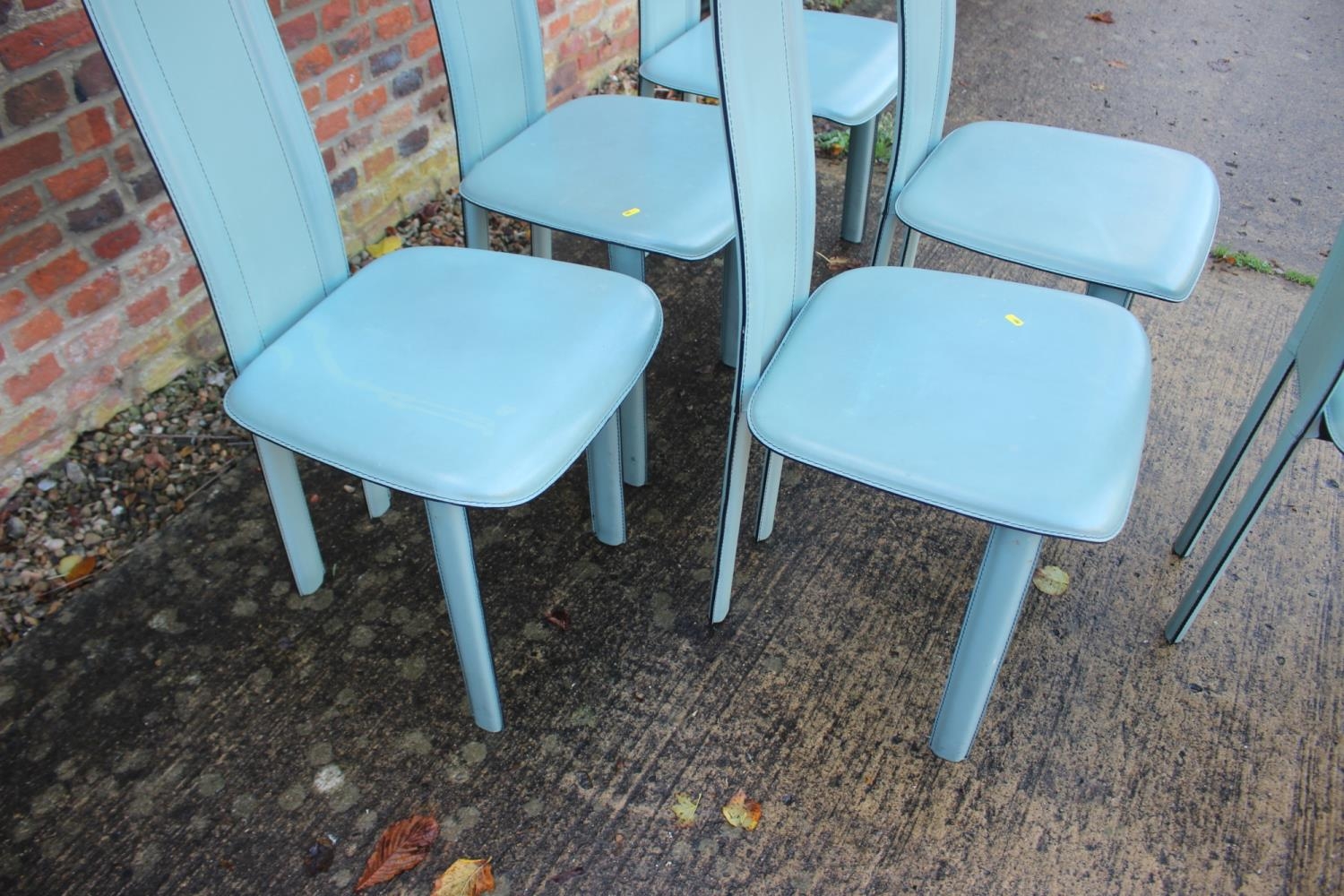 A set of six 1970s "David Lange" design blue leather dining chairs - Bild 2 aus 3