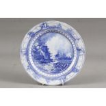 A Royal Doulton blue and white transfer decorated plate, "Battle of the Nile", 10 1/2" dia