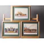 A set of three 19th century Indian bodycolours on mica, court scene, procession and landscape with a