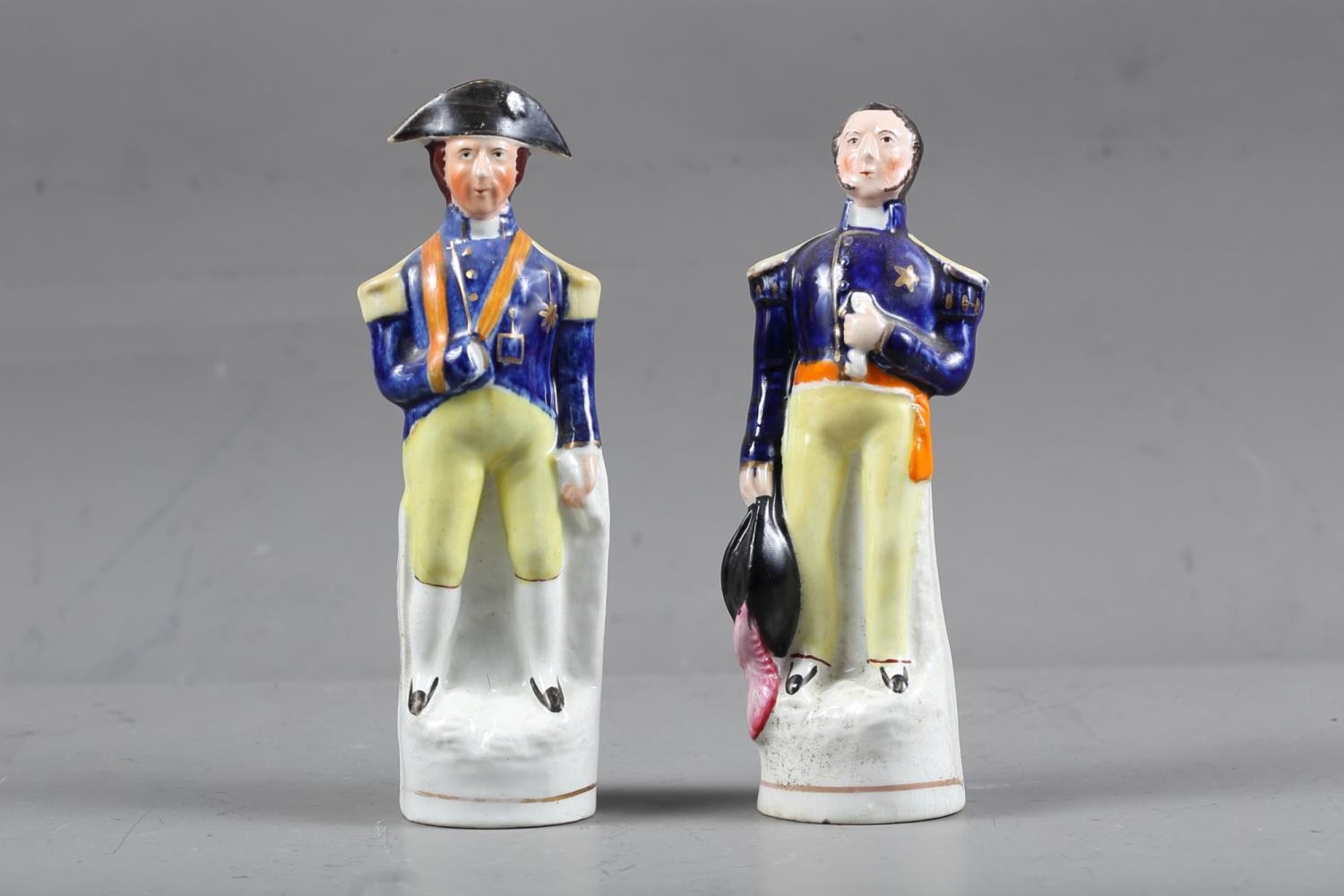 A pair of 19th century Staffordshire figures, the Duke of Wellington, 6 1/2" high, Pugh c234 plate