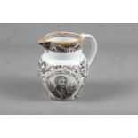 An early 19th century sepia transfer decorated jug, "Admiral Nelson and Victory off Trafalgar