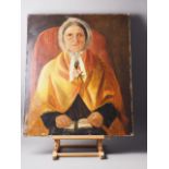 English mid 19th century School: oil on canvas, portrait of Lois Trotman, 31" x 26", unframed