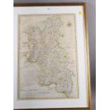John Cary: a late 18th/early 19th century hand-coloured map of Buckinghamshire, in gilt strip frame