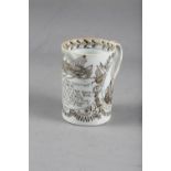 An early 19th century sepia transfer decorated memorial tankard, Horatio Lord Viscount Nelson, 4 3/