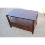 A Laura Ashley hardwood rectangular two-tier and metal mounted coffee table, inset two drawers, 35