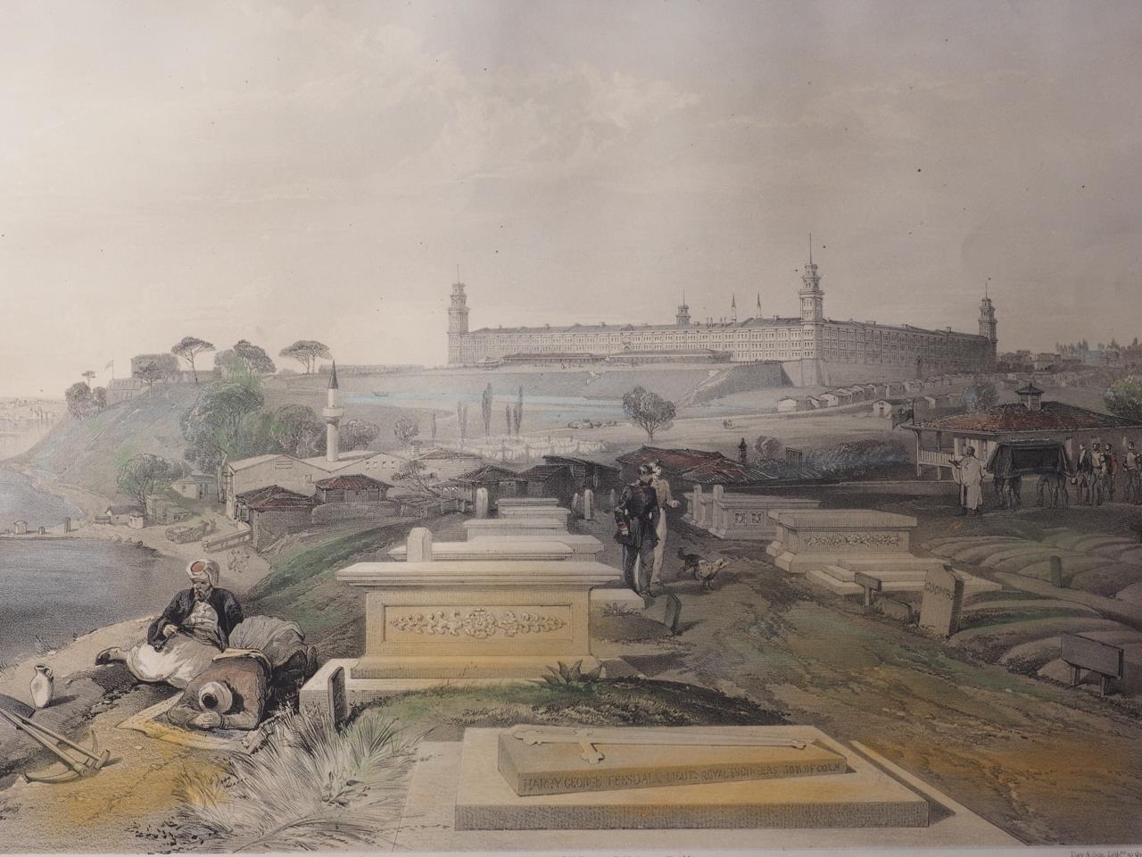 A 19th century hand-coloured lithograph "Hospital and Cemetery at Scutari", in gilt frame - Image 2 of 3