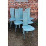 A set of six 1970s "David Lange" design blue leather dining chairs
