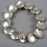 A Georg Jensen style sterling silver sectioned bracelet, stamped "Sterling, Denmark, Kent K 22", 2.