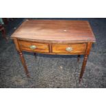 A Victorian mahogany, kingwood, and box and ebony strung break bowfront side table, fitted two