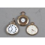 Three rolled gold pocket watches, various