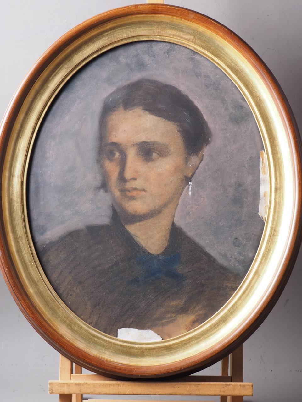 Continental School: pastels, portrait of an unknown woman, 19" x 15", in oval gilt frame