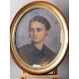 Continental School: pastels, portrait of an unknown woman, 19" x 15", in oval gilt frame